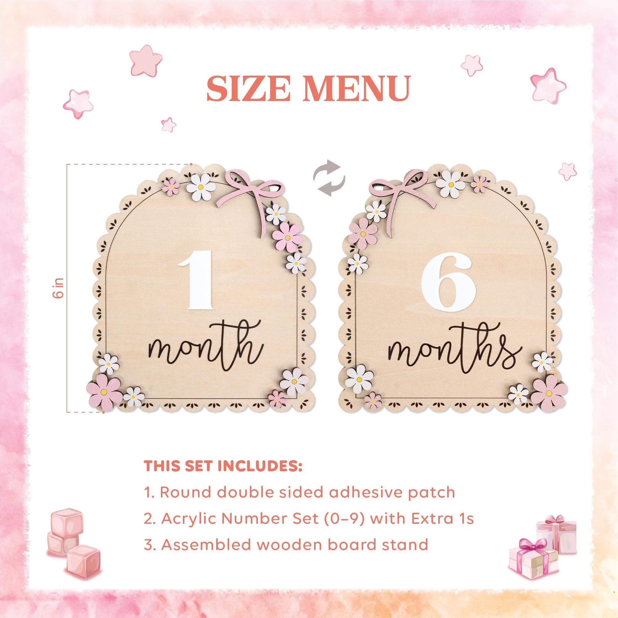 3D Baby Milestone Set Acrylic, Monthly Milestone Marker Wood, Baby's First Milestones, Boho Baby Milestone,Milestone Disc Baby,Nursery Decor