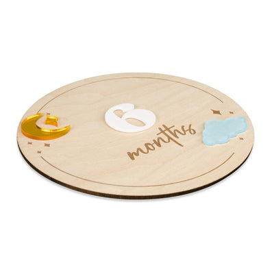Wooden Baby Milestone Sign, Moon and Stars Monthly Marker Baby, Acrylic Cloud Baby Photo Prop,Newborn Keepsake,Interchangeable Milestone Set