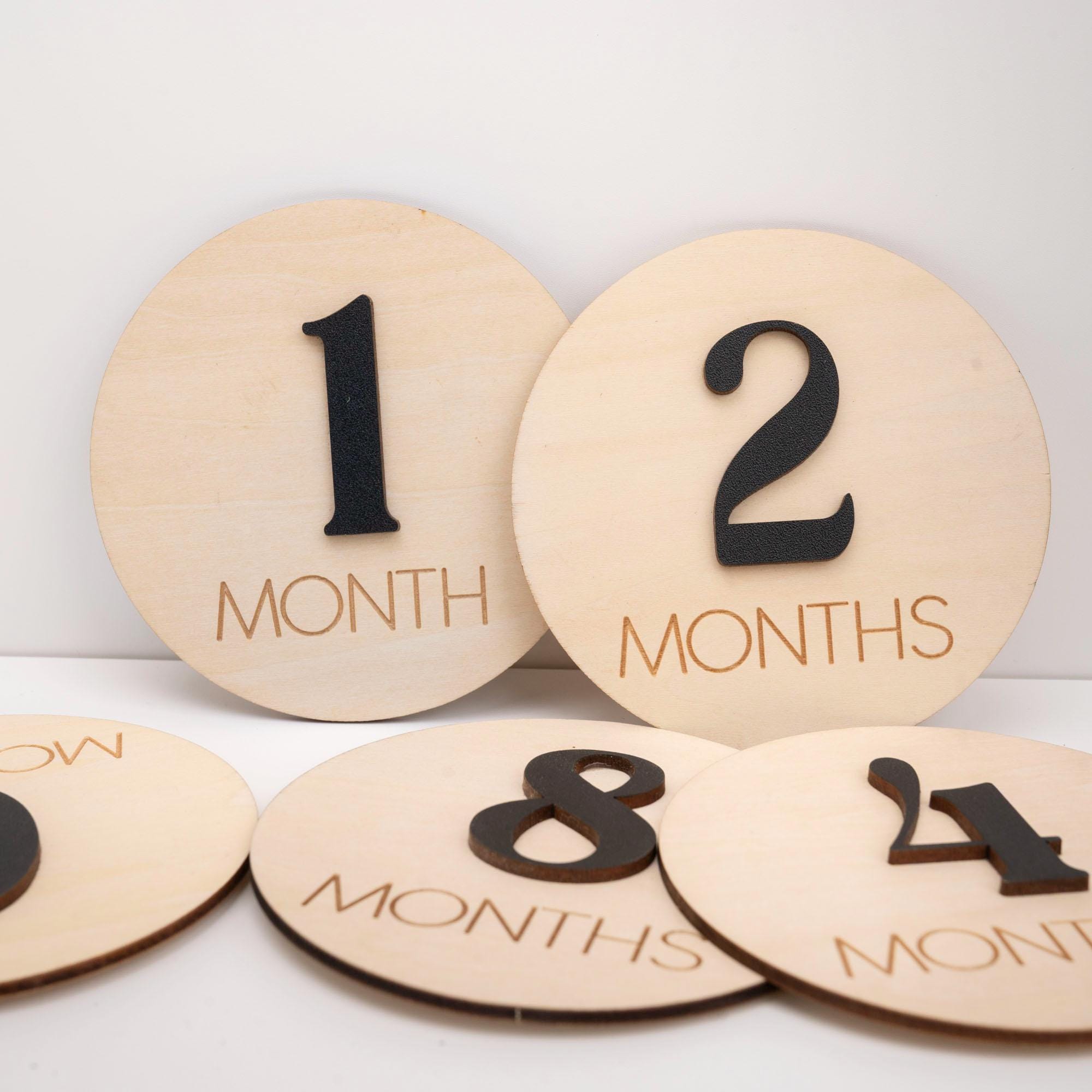 Wood Baby Monthly Milestone Discs, 3D Baby Monthly Milestone Cards, Baby Boy Baby Shower, Baby Boy Sign, Baby Photo Signs, Nursery Decor