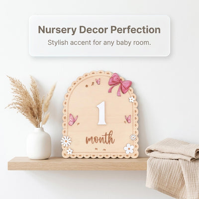 Baby Month Sign Double Sided Month Months Baby Milestone Sign First Year Baby Photo Prop Monthly Milestone Baby Nursery Decor