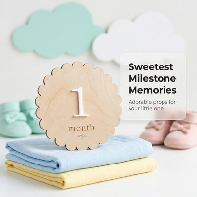 Baby Milestone Discs Wooden Monthly Milestone Sign Baby Month Markers Newborn Photo Prop First Year Baby Photo Props Baby Milestone Photo