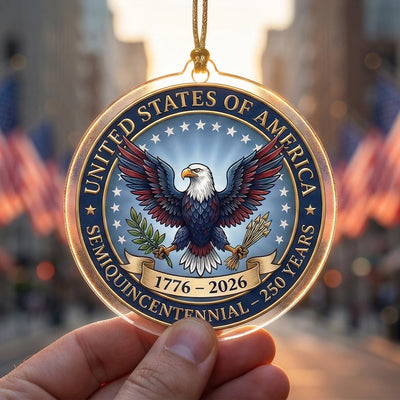 USA 250th Anniversary Semiquincentennial Ornament, 1776-2026 Eagle Seal Keepsake, Patriotic American Pride Gift, 250 Years Decor