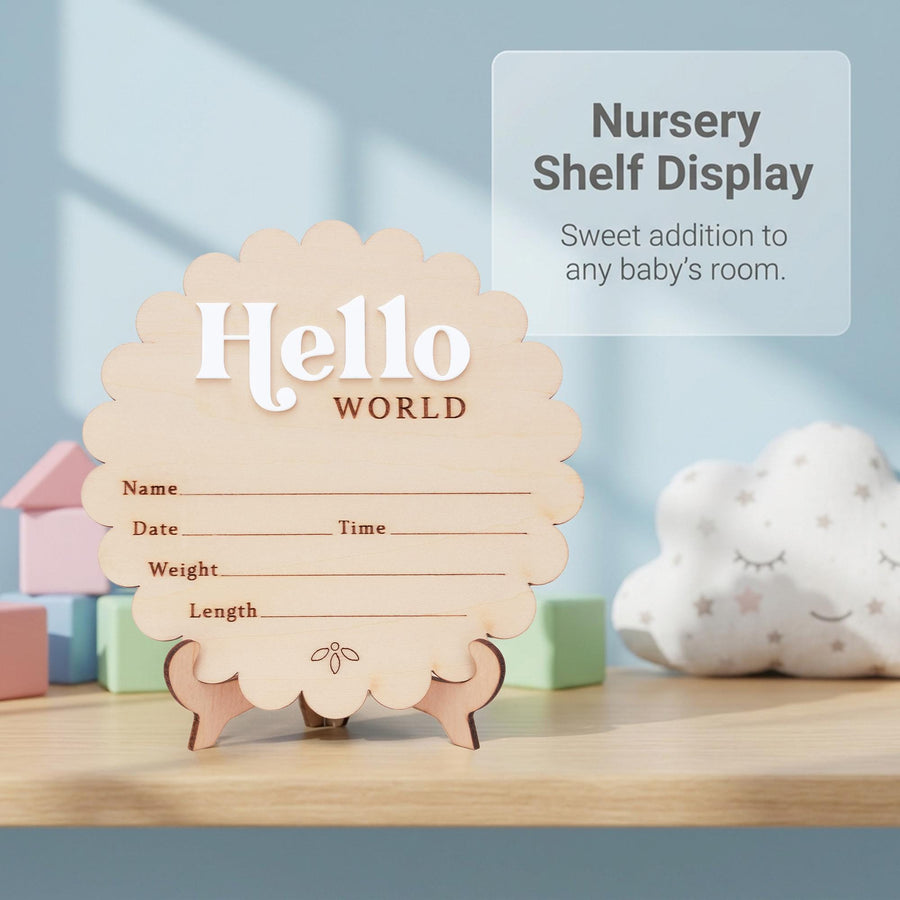 Hello World Baby Announcement Sign Birth Stats Sign Custom Baby Name Sign Newborn Announcement Photo Prop Baby Keepsake Gift