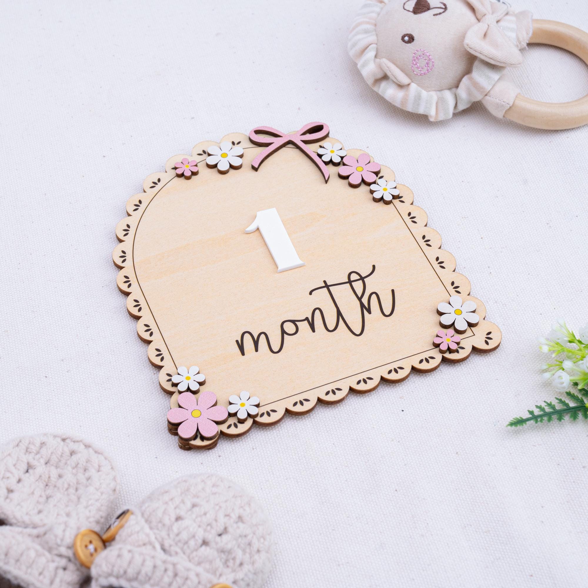 3D Baby Milestone Set Acrylic, Monthly Milestone Marker Wood, Baby's First Milestones, Boho Baby Milestone,Milestone Disc Baby,Nursery Decor