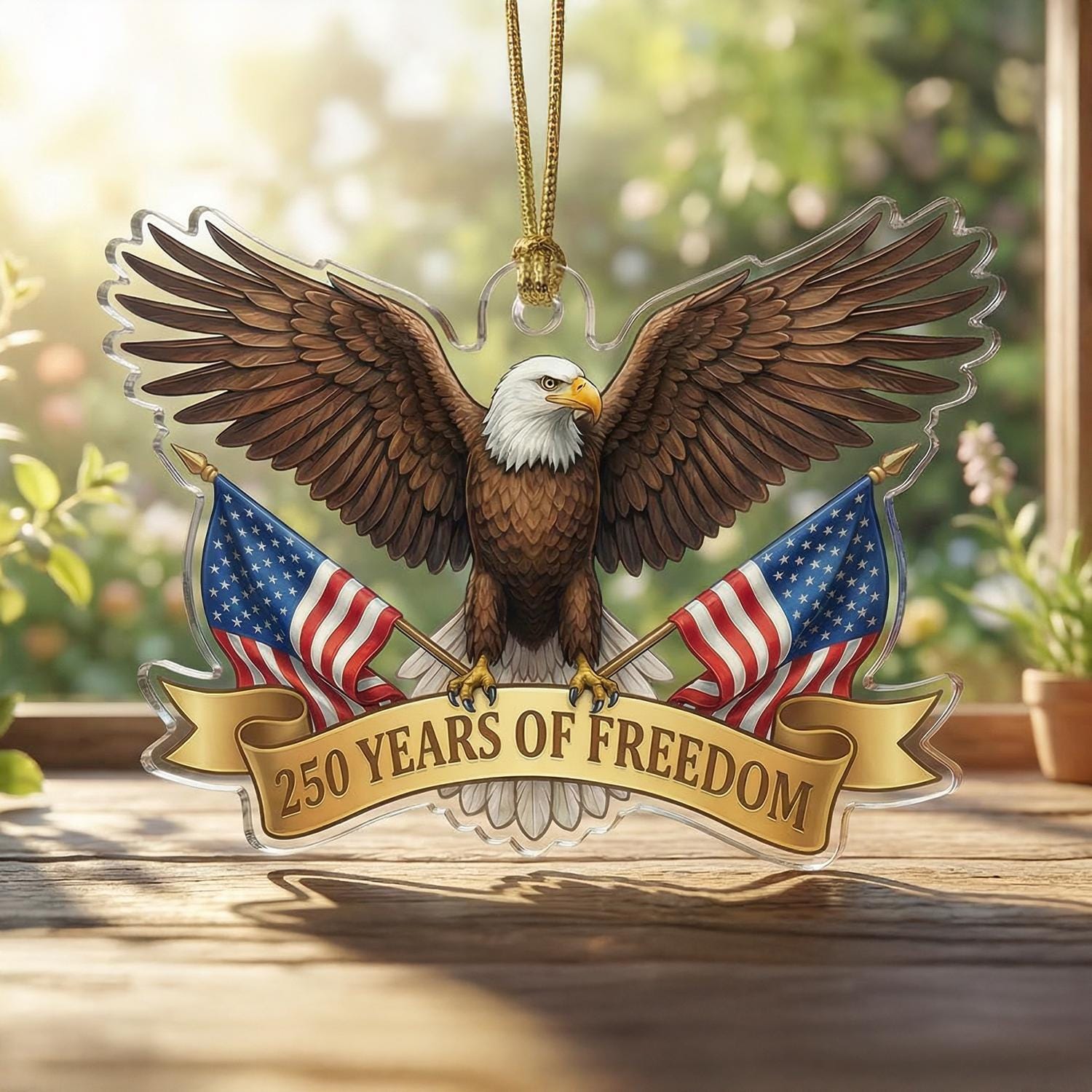 USA 250th Anniversary Eagle Ornament, 250 Years of Freedom Acrylic Keepsake, Patriotic Die-Cut Decor, 1776-2026 America Gift