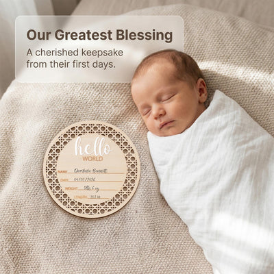 Baby Announcement Sign Hello World Baby Sign Birth Stats Sign Custom Baby Name Sign Newborn Announcement Photo Prop Baby Keepsake Gift