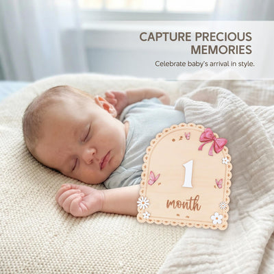 Baby Month Sign Double Sided Month Months Baby Milestone Sign First Year Baby Photo Prop Monthly Milestone Baby Nursery Decor