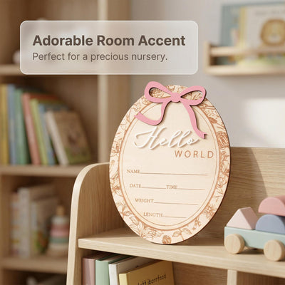 Hello World Baby Announcement Sign Personalized Birth Stats Sign Newborn Hospital Photo Prop Baby Girl Announcement Gift