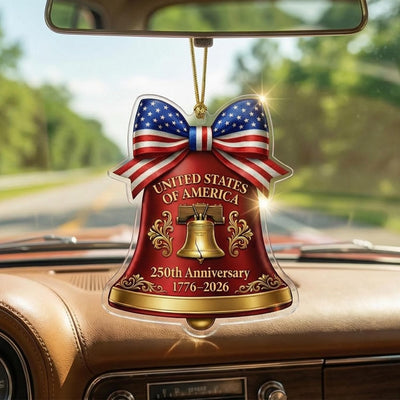USA 250th Anniversary Bell Ornament, Liberty Bell Patriotic Gift 1776-2026, American Pride Bow Decor, 250 Years Freedom Keepsake