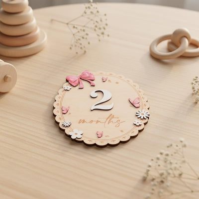 Baby Monthly Milestone Sign Double Sided Month Months Disc 1-12 Months Baby Photo Prop First Year Milestone Newborn Prop
