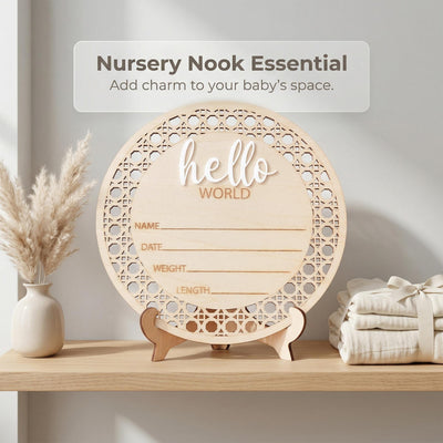Baby Announcement Sign Hello World Baby Sign Birth Stats Sign Custom Baby Name Sign Newborn Announcement Photo Prop Baby Keepsake Gift