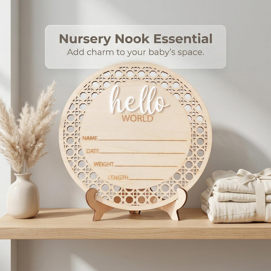 Baby Announcement Sign Hello World Baby Sign Birth Stats Sign Custom Baby Name Sign Newborn Announcement Photo Prop Baby Keepsake Gift