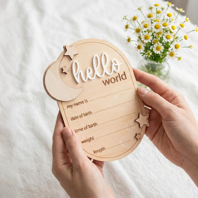 Hello World Baby Announcement Sign Hello World Sign Birth Stats Sign Custom Baby Name Sign Newborn Photo Prop Baby Shower Gift
