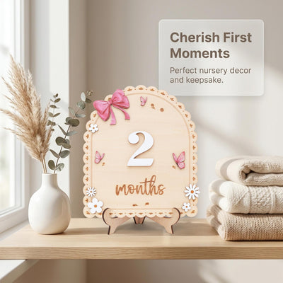 Baby Month Sign Double Sided Month Months Baby Milestone Sign First Year Baby Photo Prop Monthly Milestone Baby Nursery Decor