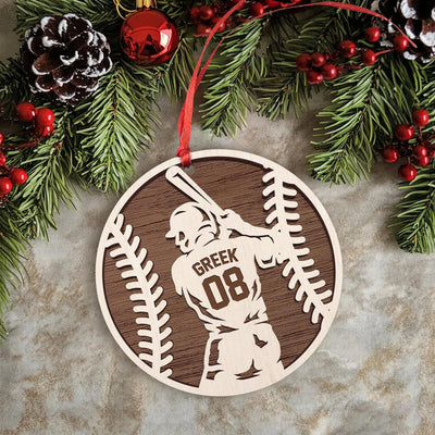 Personalized Baseball Christmas Ornament - Custom Wooden Player Jersey Ornament - Sports Team Holiday Keepsake