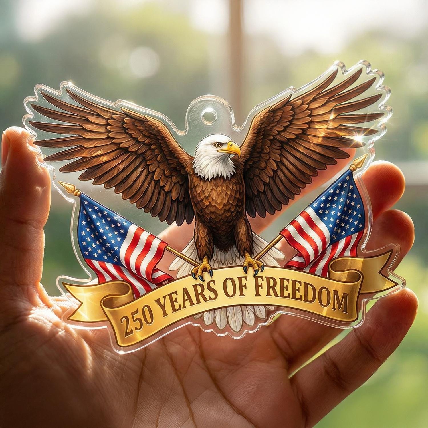 USA 250th Anniversary Eagle Ornament, 250 Years of Freedom Acrylic Keepsake, Patriotic Die-Cut Decor, 1776-2026 America Gift